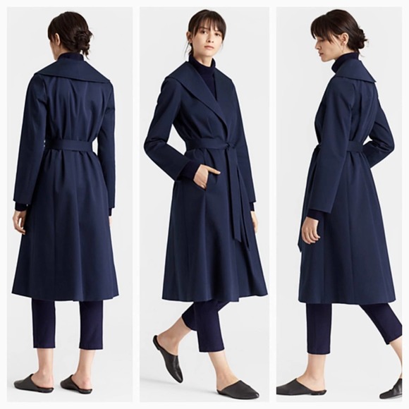 Eileen Fisher Jackets & Blazers - EILEEN FISHER $498 NWT Belt Navy Blue Trench Coat